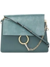 Chloé Faye Medium Leather & Suede Shoulder Bag In Cloudy Blue