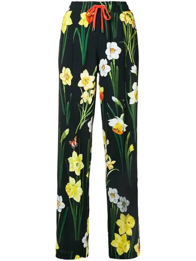 Dolce & Gabbana Floral-print Jogger Trousers In Black