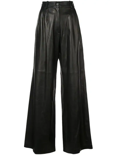 Nili Lotan Nico Wide-leg Leather Trousers In Black