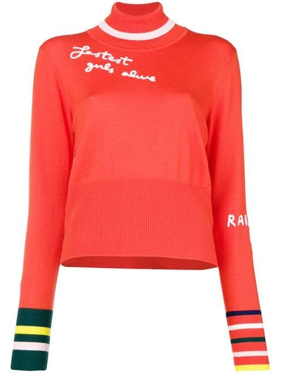 Mira Mikati Fine Knit Embroidered Sweater In Orange