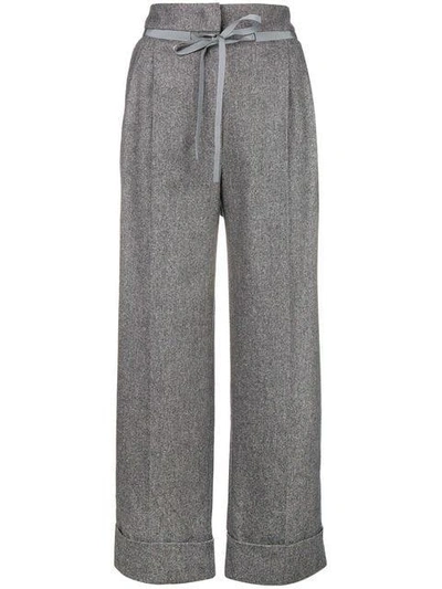 Giorgio Armani Drawstring-waist Wool And Cashmere Blend Trousers In Grigio