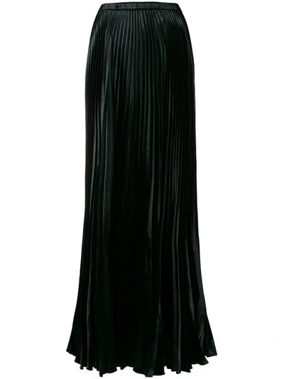 Saint Laurent Pleated Silk-blend Maxi Skirt In Black