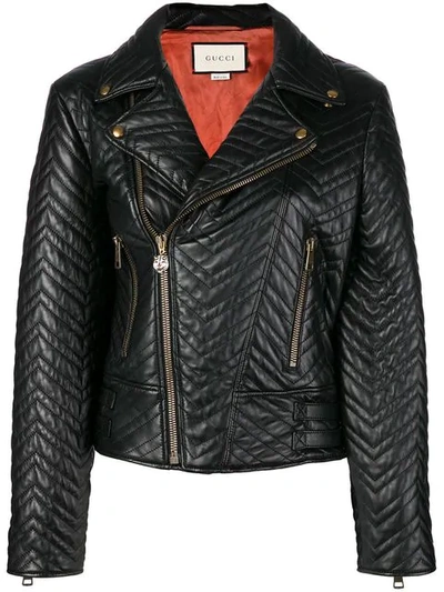 Gucci Quilted Leather Jacket In Black