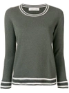 LAMBERTO LOSANI LAMBERTO LOSANI CONTRAST-TRIM FITTED SWEATER - GREEN