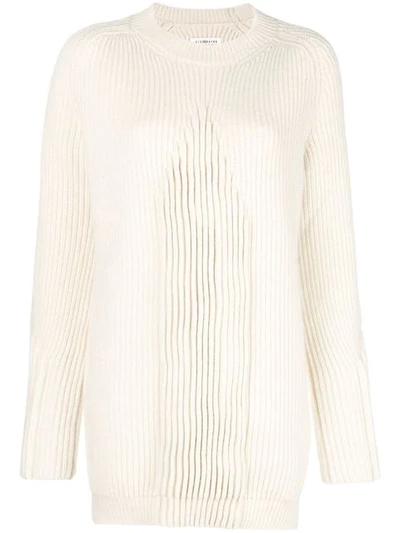 Maison Margiela Ribbed Knit Sweater In Neutrals