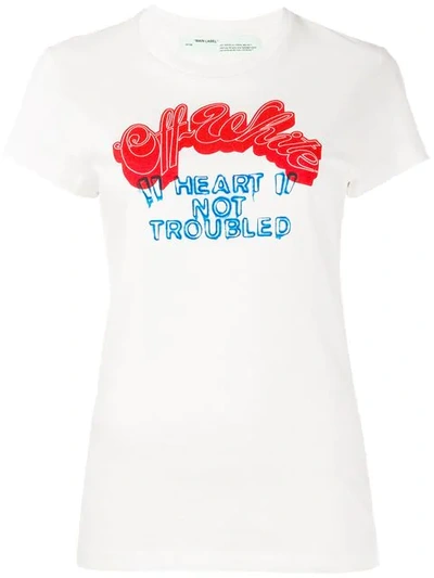 Off-white 白色 “heart Not Troubled” T 恤 In White