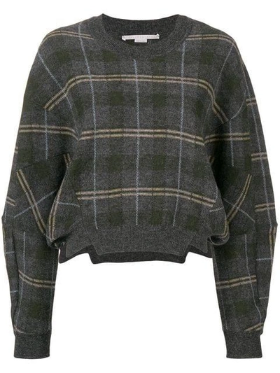 Stella Mccartney Check Long-sleeve Jumper In Grey