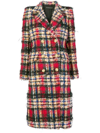 Alexandre Vauthier Oversized Check Coat In Red