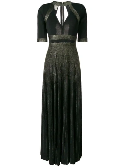 Elie Saab Tulle Detail Pleated Dress - Black