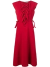 Bottega Veneta Bow-front Sleeveless Tea-length Fit-and-flare Dress In Red