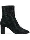 SAINT LAURENT LOU GLITTER SPRINKLED ANKLE BOOTS