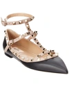 VALENTINO GARAVANI ROCKSTUD LEATHER BALLERINA FLAT,8056687987365