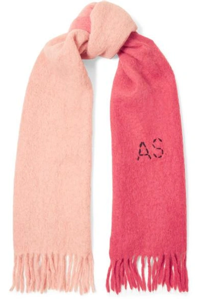 Acne Studios Kelow Two-tone Embroidered Felt Scarf In Pink