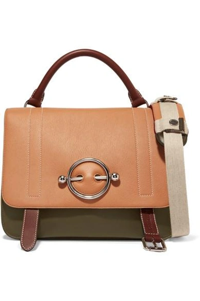 Jw Anderson Disc Colour-block Leather And Suede Shoulder Bag In Tan