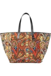 JW ANDERSON BELT LEATHER-TRIMMED PRINTED CANVAS TOTE