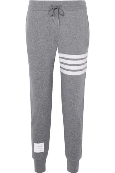 Thom Browne Striped Knitted Track Trousers In Grey