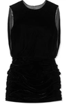 SAINT LAURENT RUCHED VELVET MINI DRESS