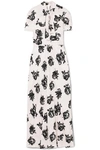 MIU MIU FLORAL-PRINT SILK-JACQUARD MAXI DRESS