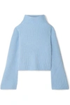 STELLA MCCARTNEY Ribbed cashmere and wool-blend turtleneck sweater