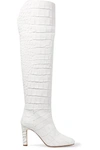 GABRIELA HEARST LINDA CROC-EFFECT LEATHER OVER-THE-KNEE BOOTS