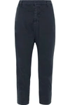Nili Lotan Paris Cropped Cotton-blend Twill Pants In Navy