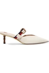 GUCCI Grosgrain-trimmed leather mules