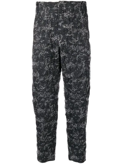 Lost & Found Ria Dunn Plaid Cropped Trousers - Grey