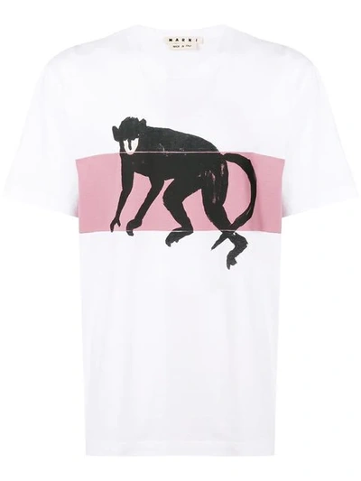 Marni Printed Monkey T In White