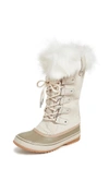 Sorel Joan Of Arctic Faux Fur-trimmed Waterproof Suede And Rubber Boots In Fawn