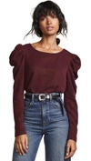 THREE DOTS Long Sleeve Top With Puff Sleeve