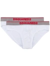 Dsquared2 Logo Waist Briefs Two-pack In White