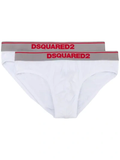 Dsquared2 Logo Waist Briefs Two-pack In White