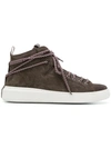 MONCLER MONCLER SUEDE HIGH TOP TRAINERS - BROWN