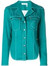 CHLOÉ CHLOÉ STITCH DETAIL DENIM SHIRT - GREEN