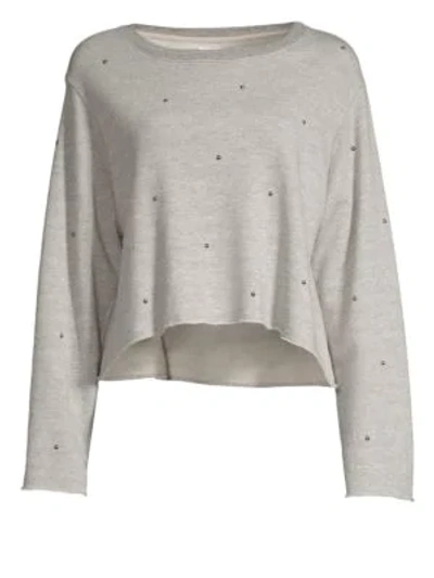 Sundry Raw-edge Embellished Boxy Sweatshirt In Heather Grey