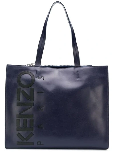 Kenzo 标志牛皮购物袋 In Blue