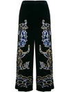 P.A.R.O.S.H P.A.R.O.S.H. SEQUIN EMBROIDERY STRAIGHT TROUSERS - BLUE