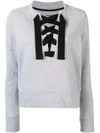 DKNY DKNY LACE-UP FITTED SWEATSHIRT - GREY
