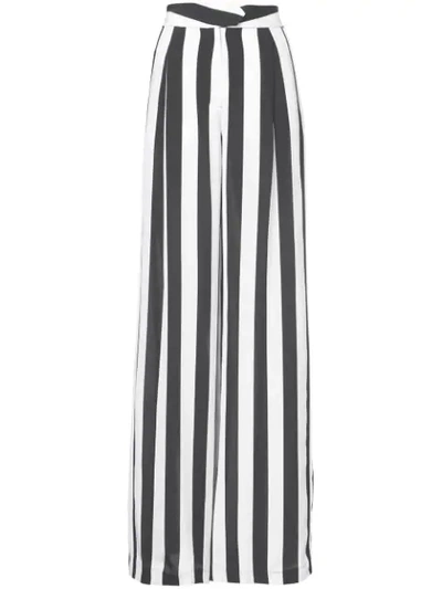 Michelle Mason Striped Print Flared Trousers - Black