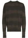 LIAM HODGES BLEACHED STRIPE LOGO EMBROIDERED COTTON SWEATSHIRT