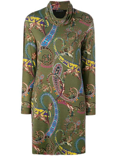 Etro Fitted Printed Dress In Green