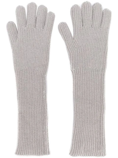 Fabiana Filippi Ribbed Knit Gloves - 灰色 In Grey
