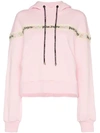PALM ANGELS PALM ANGELS LOGO FLORAL TRIMMED COTTON HOODIE - PINK