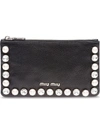 MIU MIU MIU MIU MADRAS ENVELOPE POUCH - BLACK