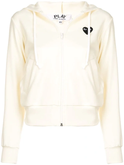 Comme Des Garçons Play Heart Logo-patch Track Jacket In Bianco