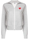 Comme Des Garçons Play Heart Logo-patch Track Jacket In Grey