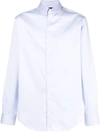 Giorgio Armani Front Buttons Cotton Shirt In Blue