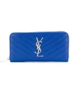 SAINT LAURENT SAINT LAURENT MONOGRAM ZIP AROUND PURSE - BLUE