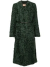 YVES SALOMON YVES SALOMON BELTED SHEARLING COAT - GREEN