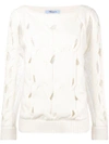BLUMARINE BLUMARINE CUT OUT CABLE SWEATER - WHITE